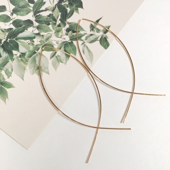 Geometric Wire Minimalist Chic Dangle Earrings - Picture 4 of 8